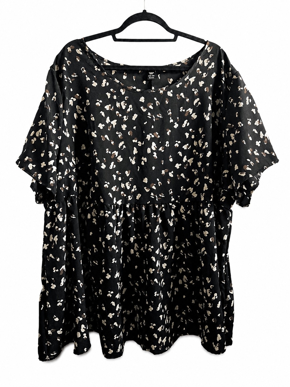 Shein Curve Black Abstract Print Flutter Sleeve Babydoll Blouse 6X US 24/26 Plus - Picture 5 of 8